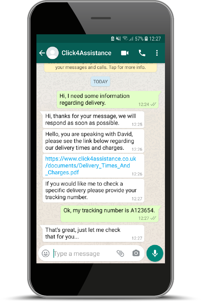 Chat to users over WhatsApp.