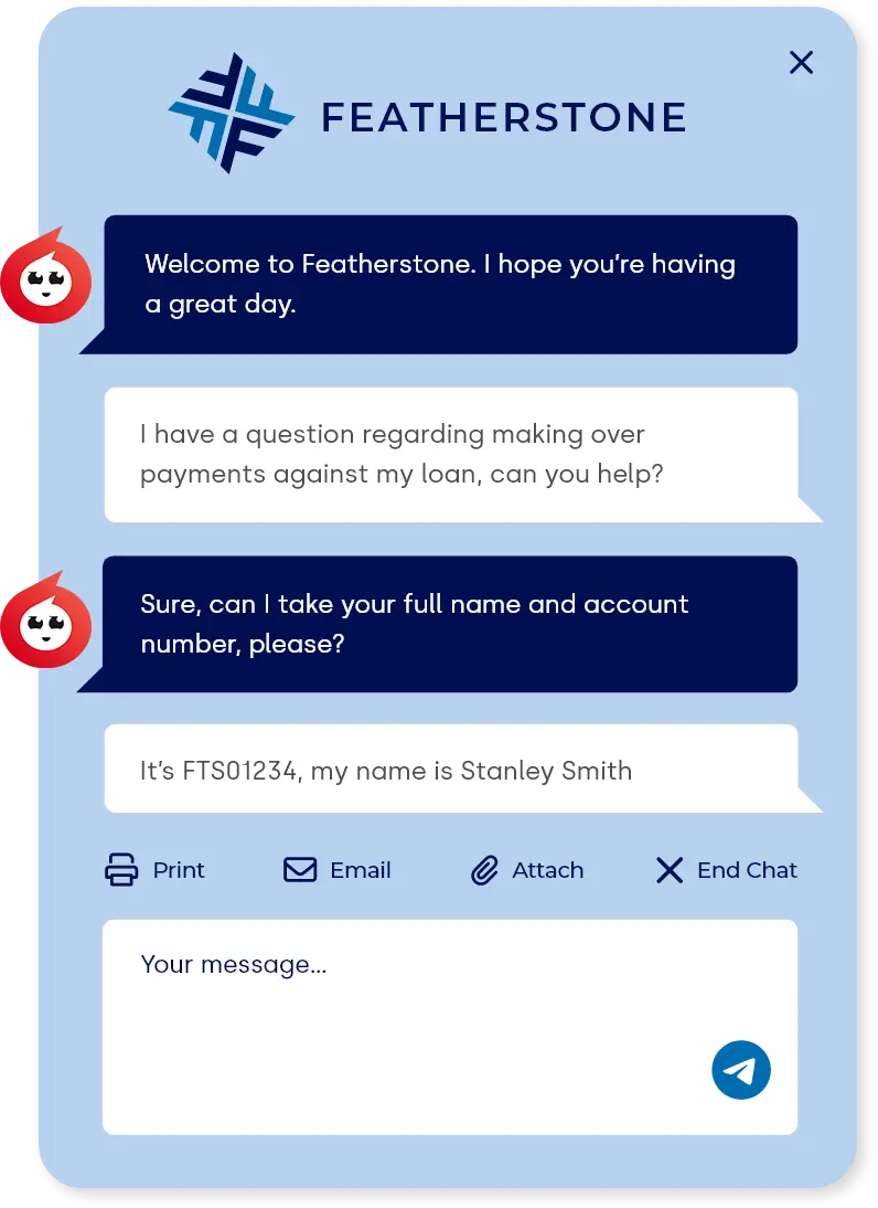 A finance chat window widget