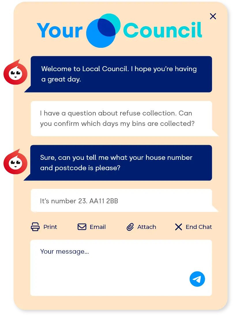 A government chat window widget