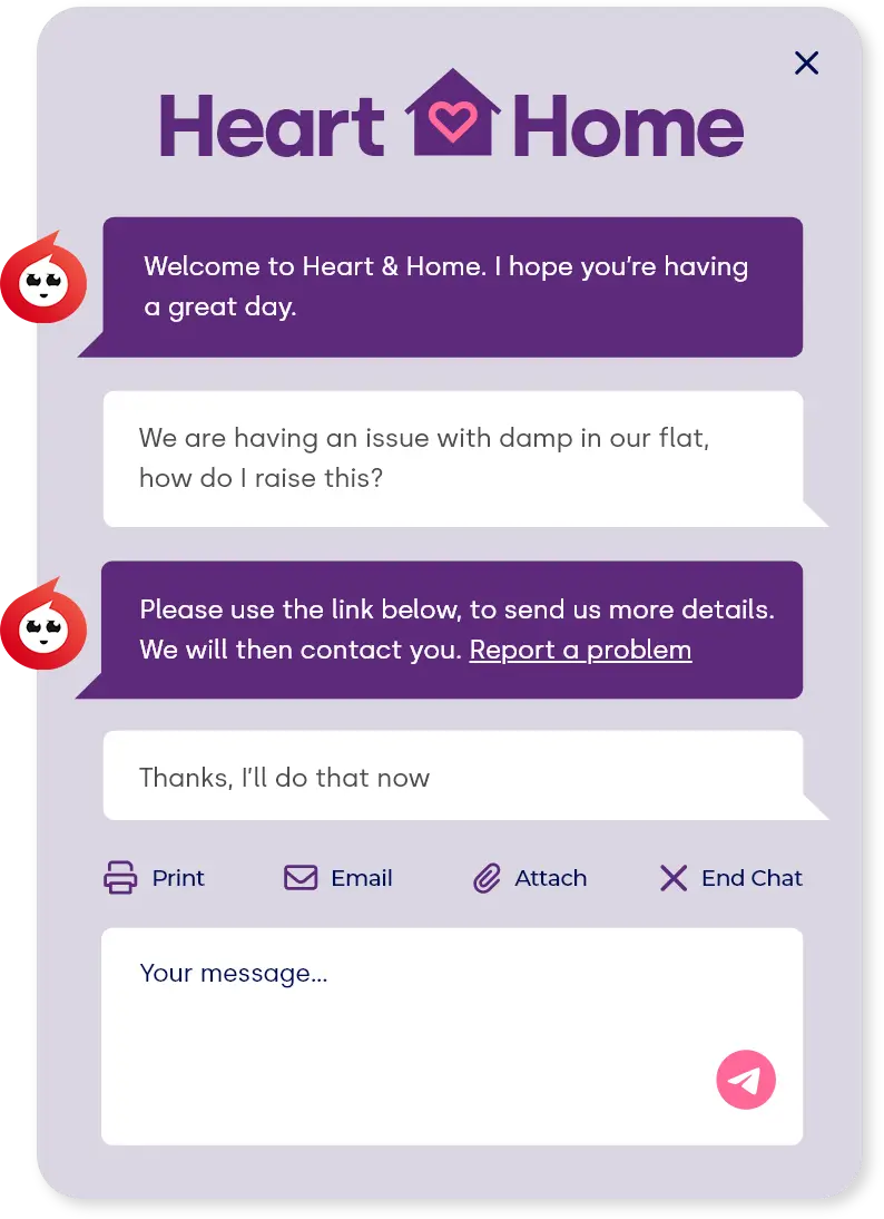 A housing association chat window widget