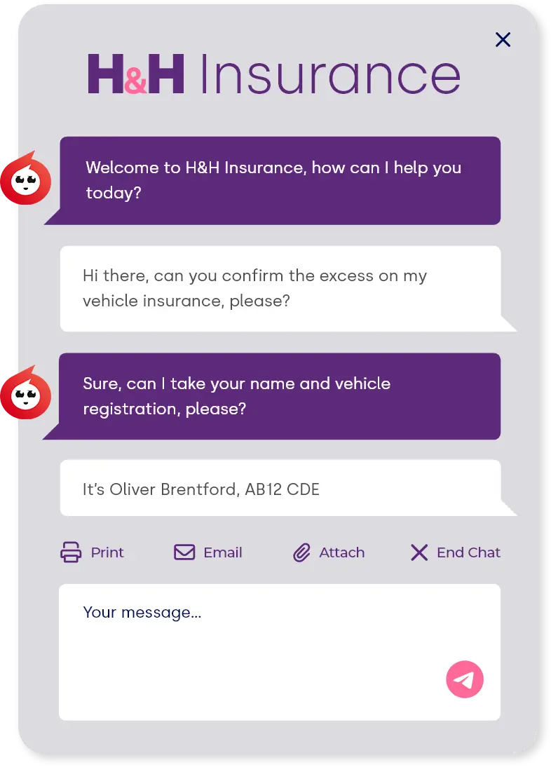 A insurance chat window widget