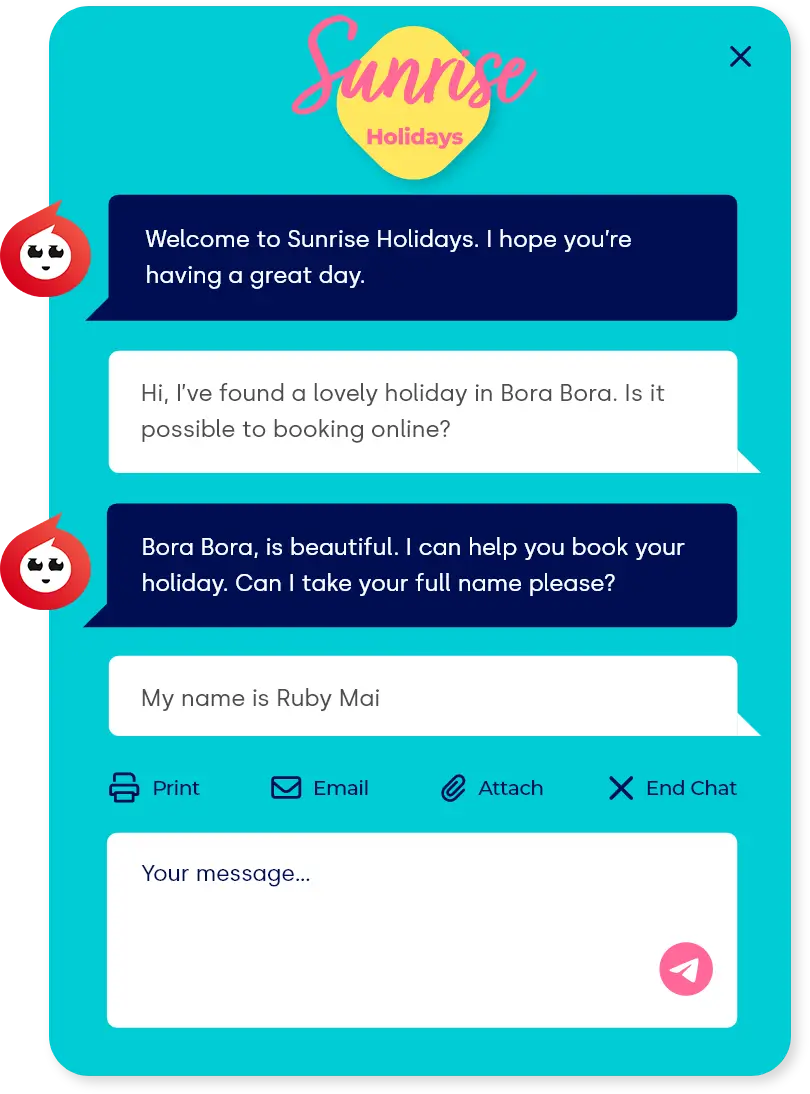 A travel chat window widget