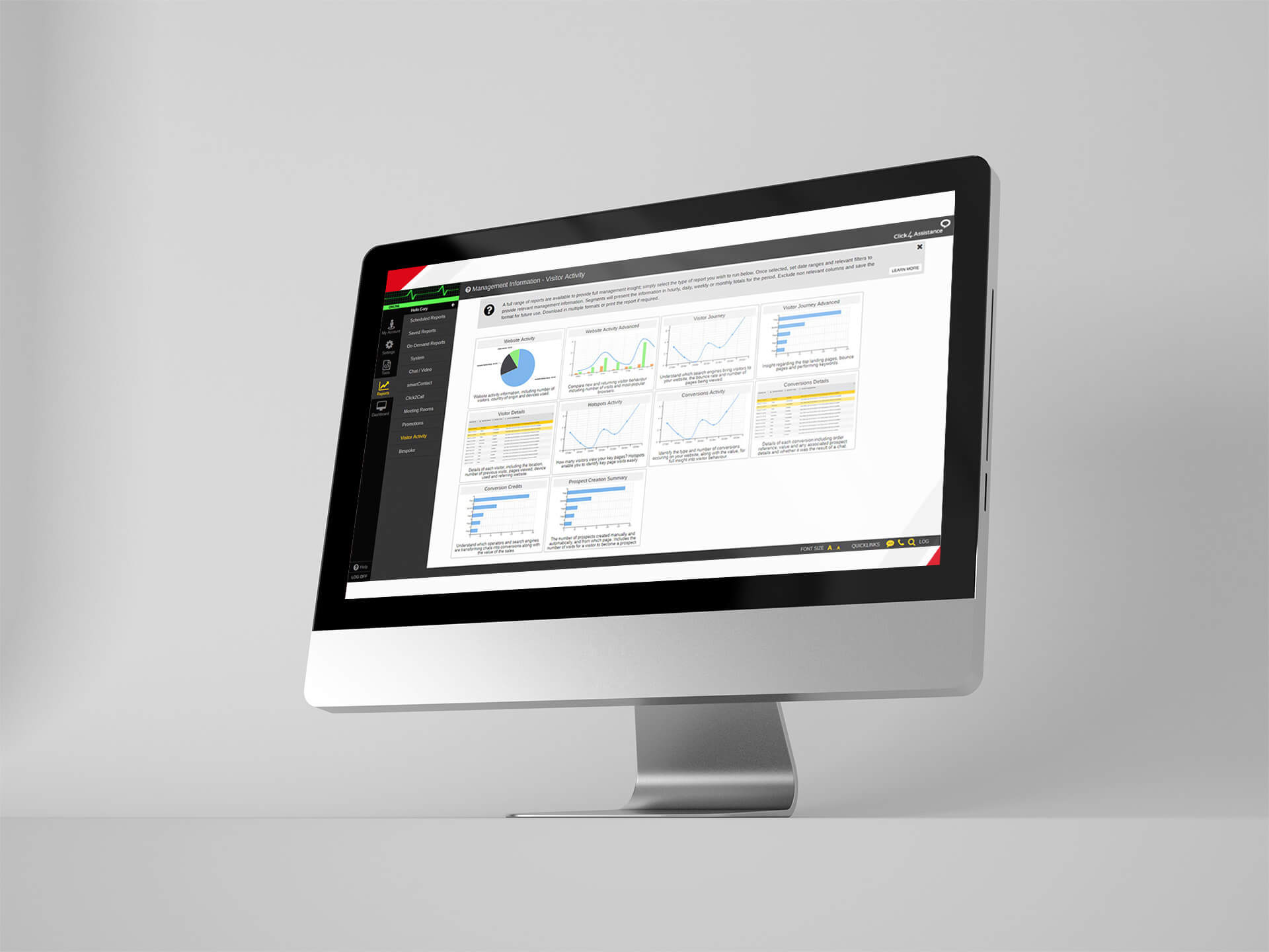 Click4Assistance analytics and reporting options Click4Assistance analytics and reporting options