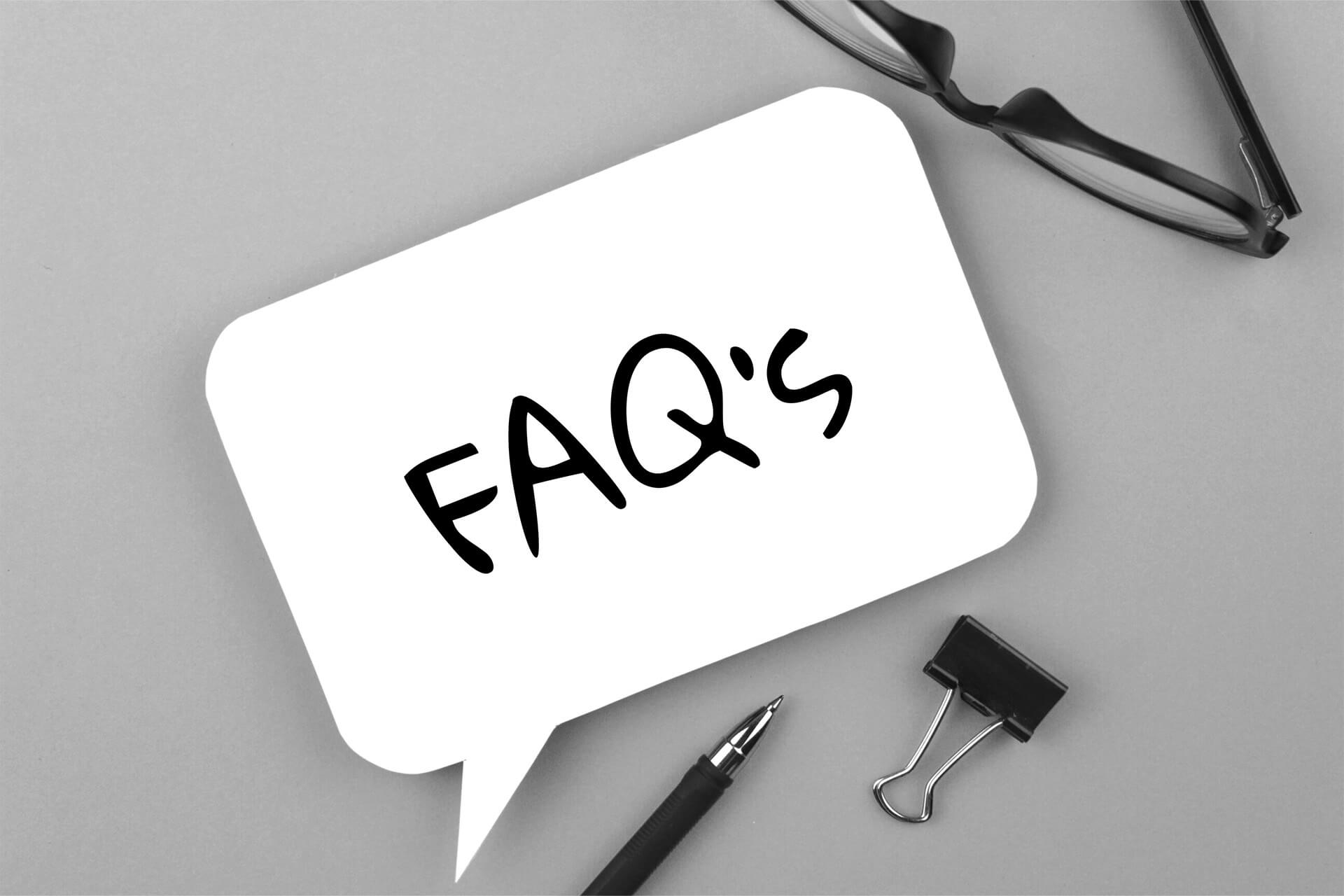 FAQ written in speech bubble FAQ written in speech bubble