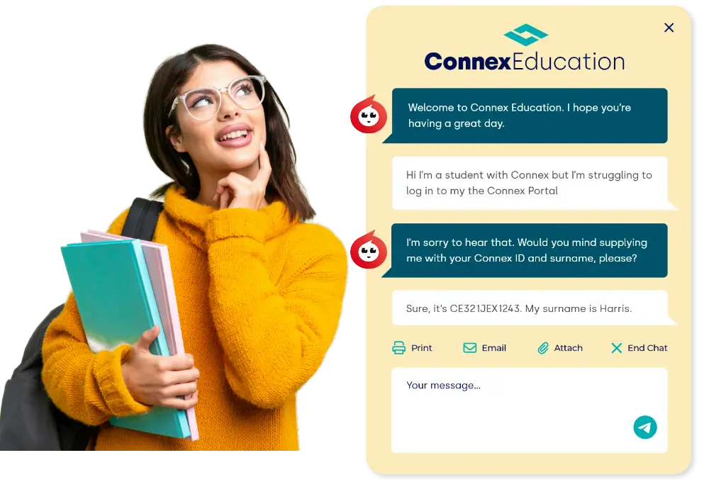 A student amazed by Arti the AI Agent