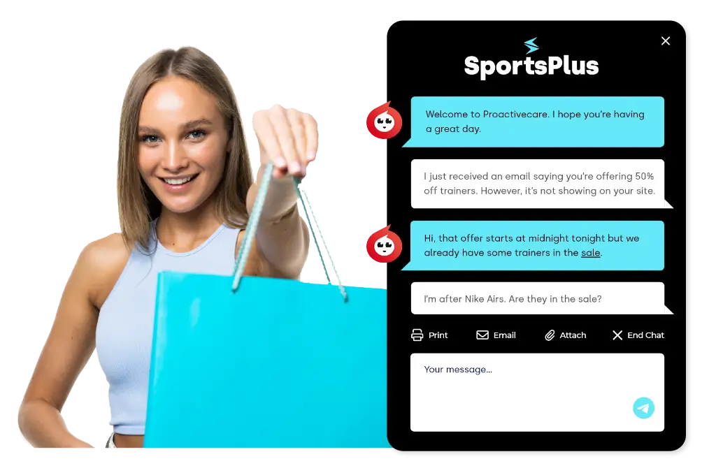 A retail shopper amazed by Arti the AI Agent