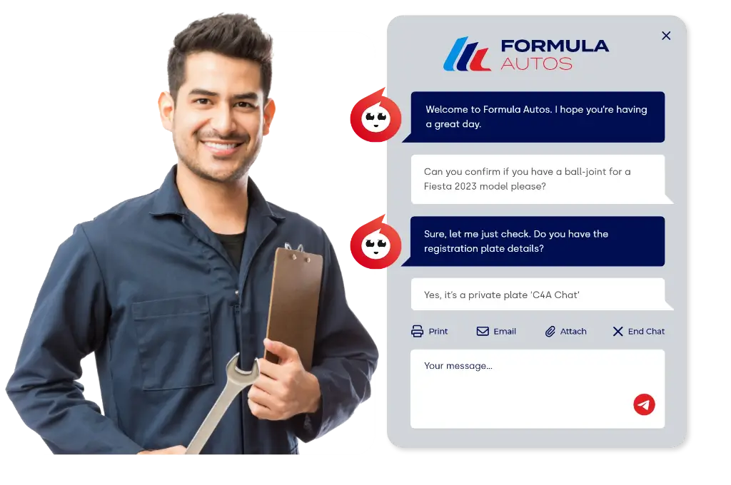 A mechanic amazed by Arti the AI Agent