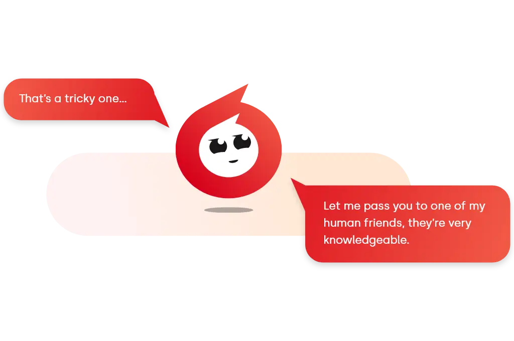 Conversational AI for business websites handing over tricky queries to a human agent for better support