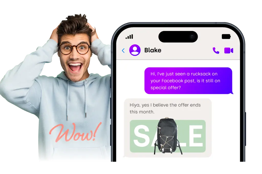 A customer amazed by facebook messenger for business website