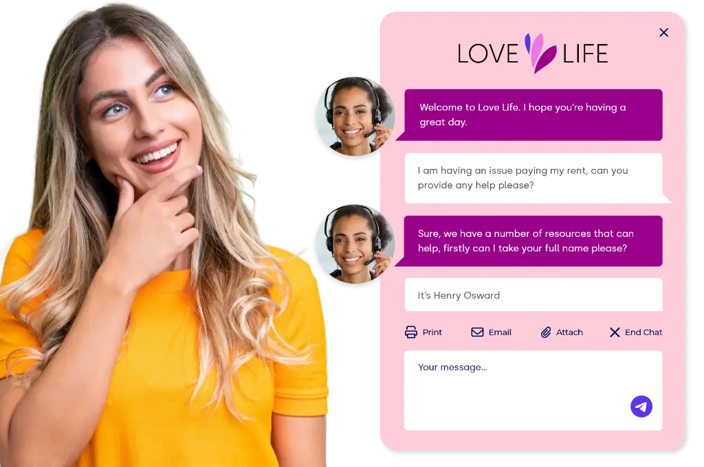 A customer impressed with the charities live chat window
