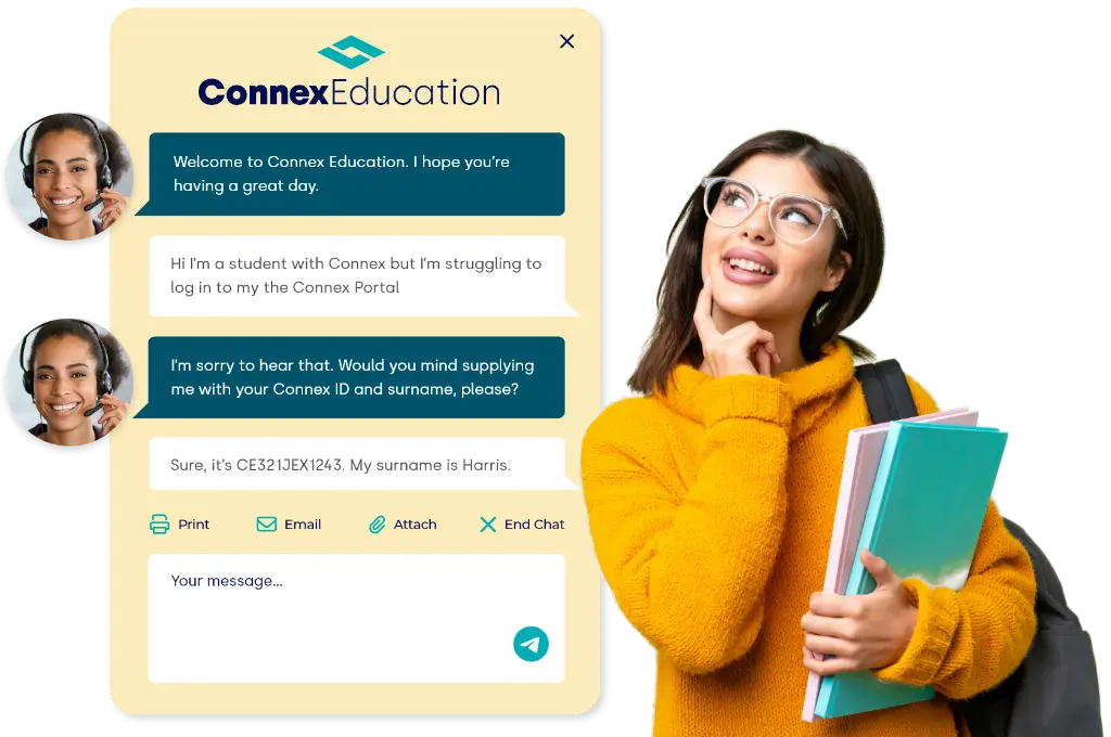 A learner impressed with the education live chat window