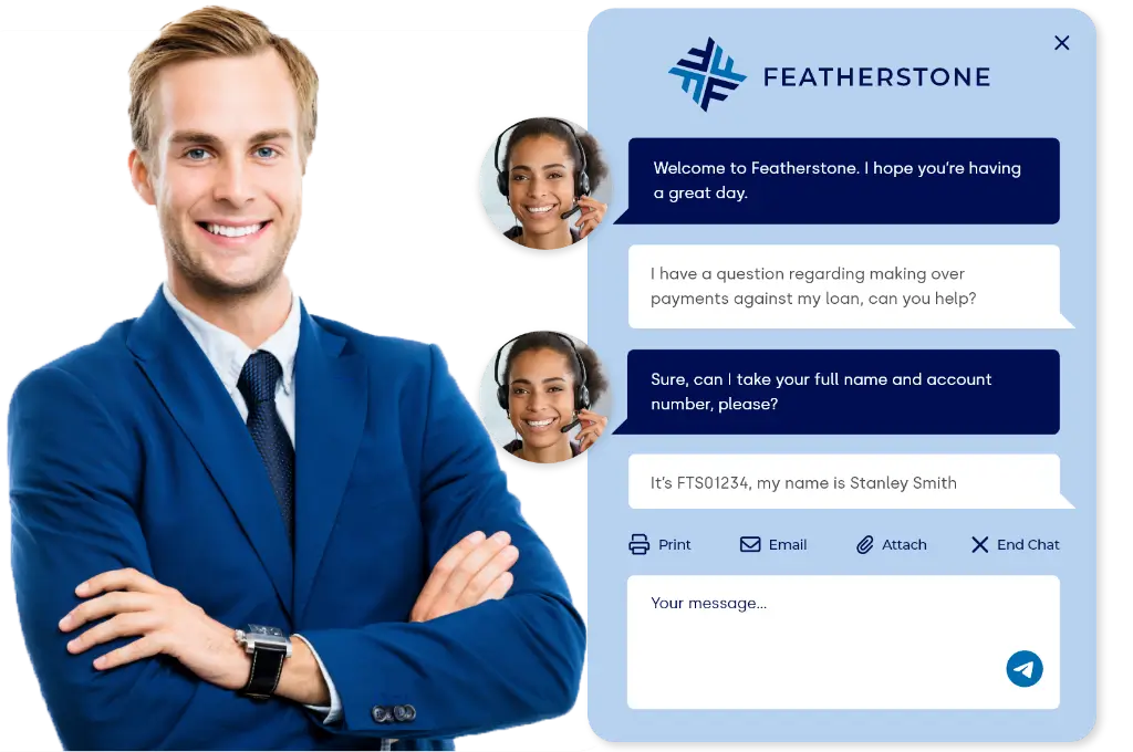 A customer impressed with the finance live chat window