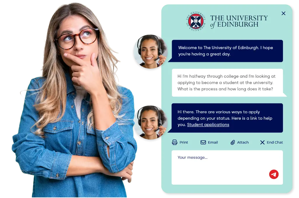 A customer service agent with a headset