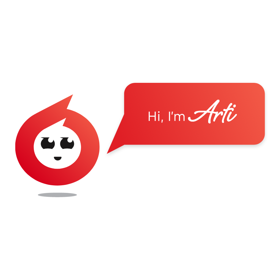 Arti, the AI chatbot for business websites saying Hello