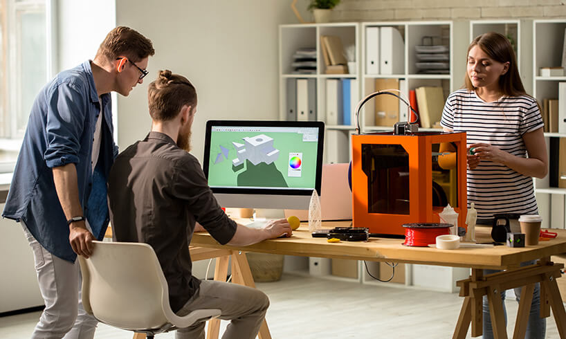 Designers Creating Digital 3D Model For Printing