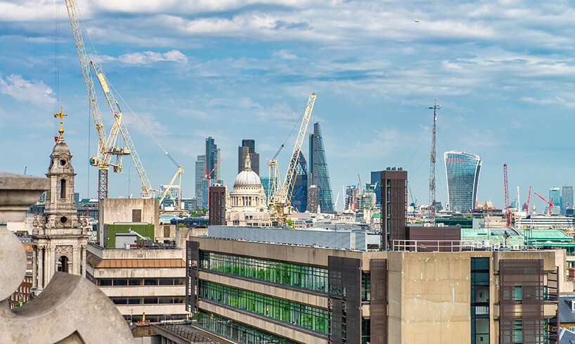 London modern aerial skyline